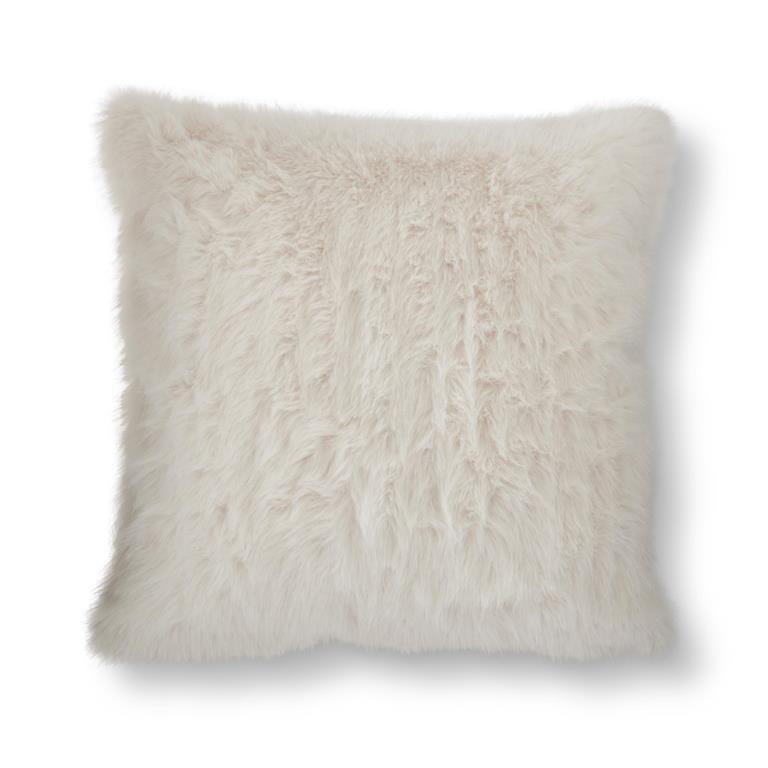 24" White Faux Fur Pillow