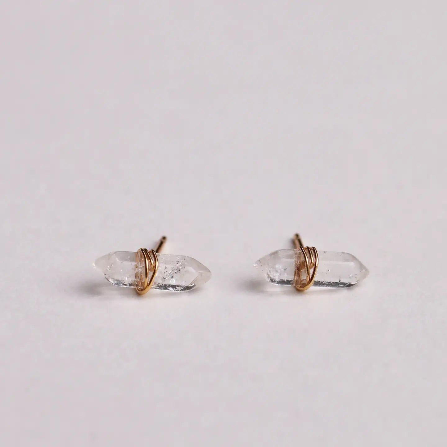 Clear Quartz Gold Wire Earrings