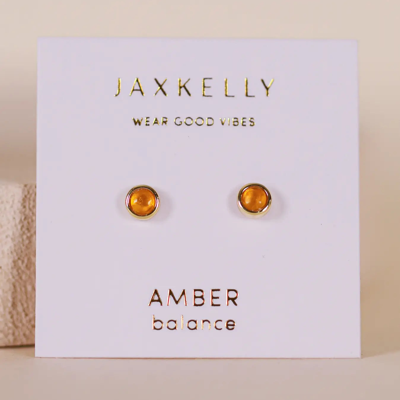 Amber Gemstone Stud Earrings