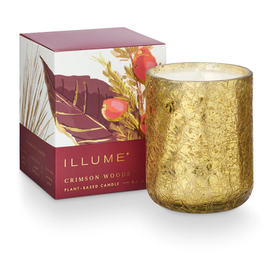 Crimson Woods SM Crackle Glass Candle