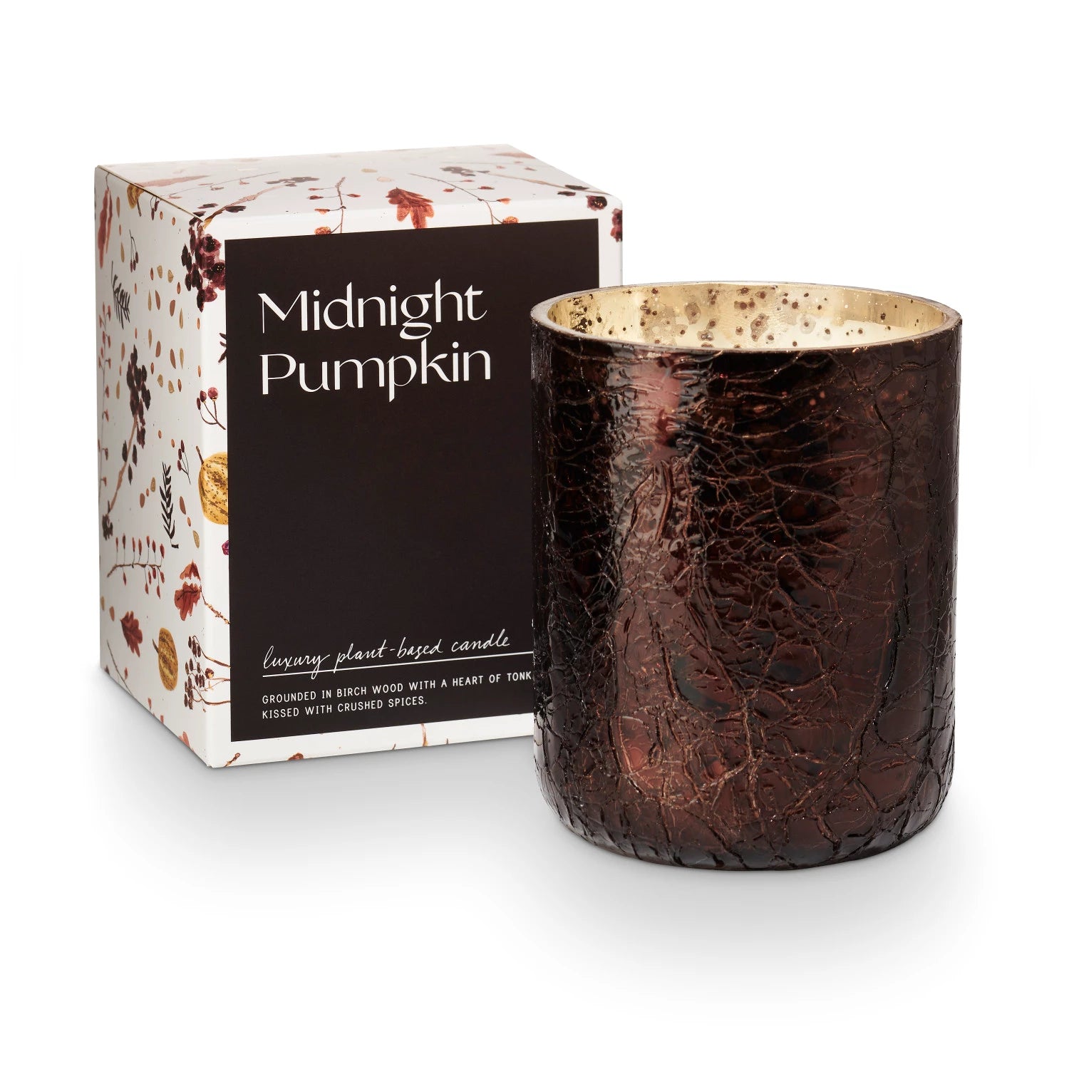 Midnight Pumpkin SM Crackle Glass Candle