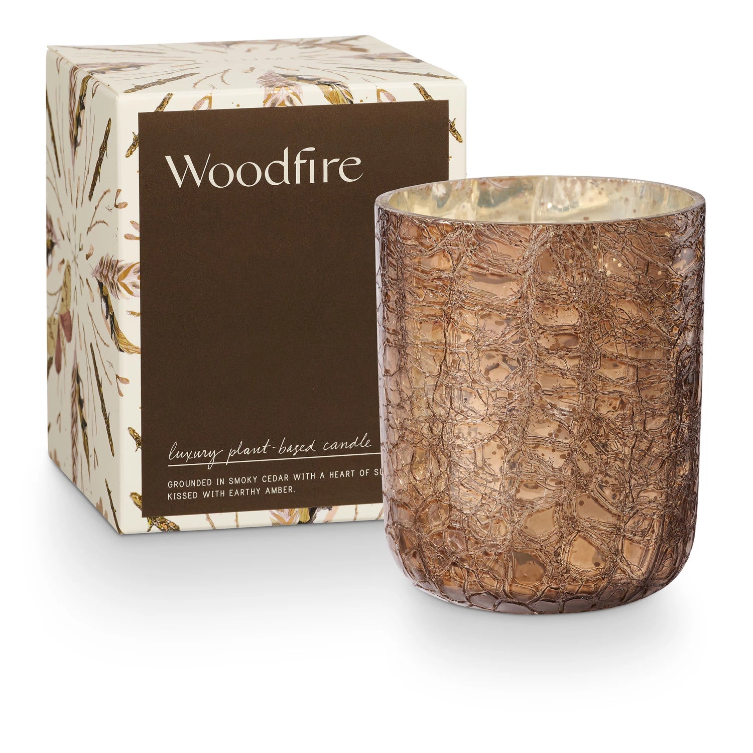 Woodfire SM Crackle Glass Candle