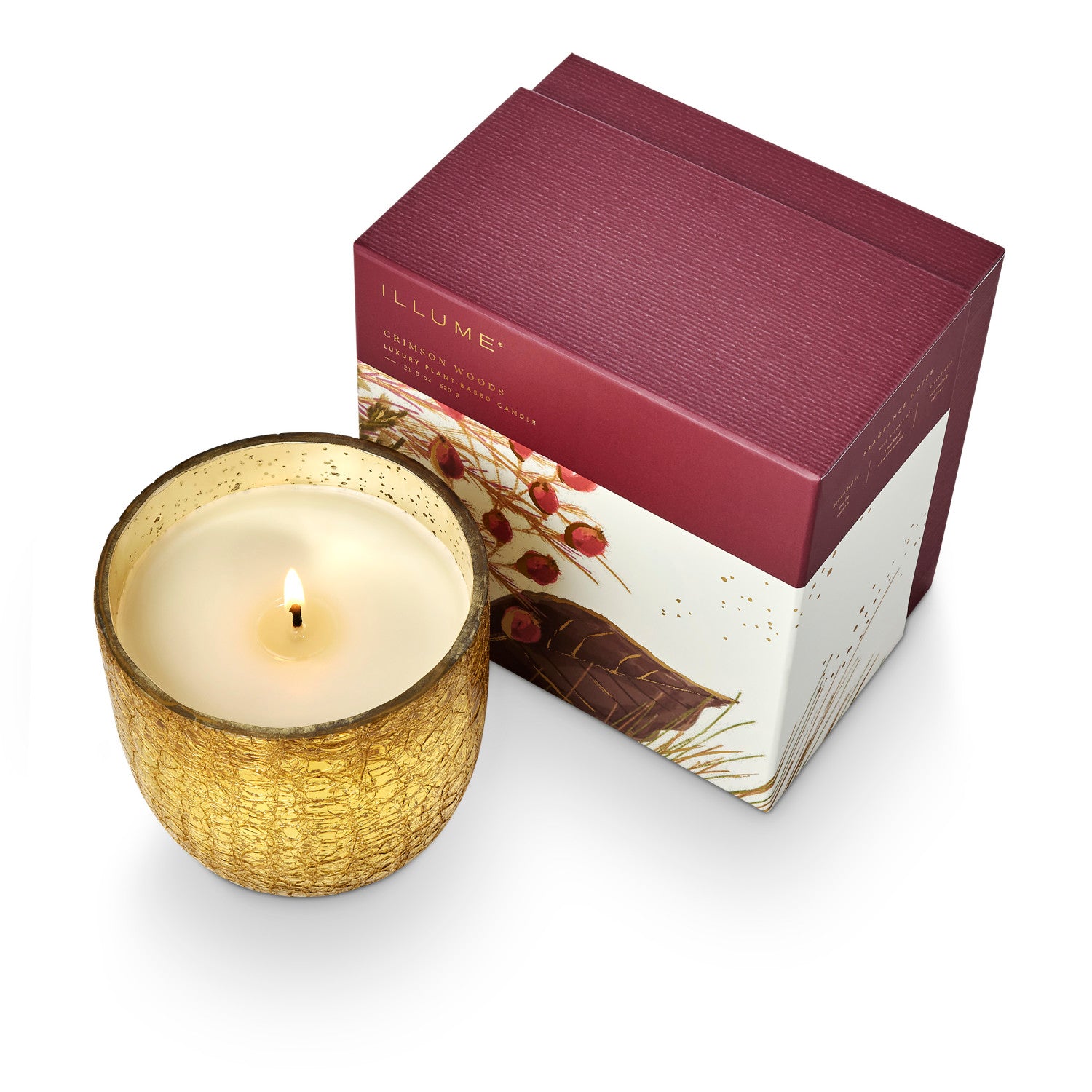 Crimson Woods LG Crackle Glass Candle