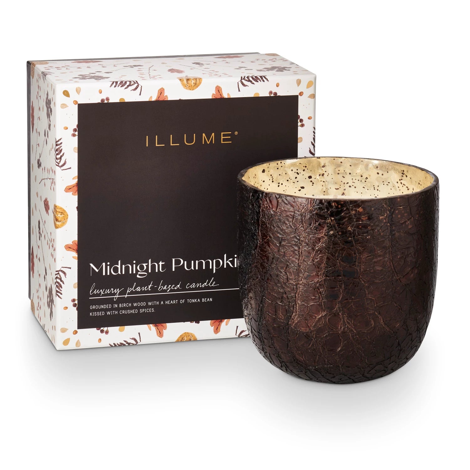Midnight Pumpkin LG Crackle Glass Candle
