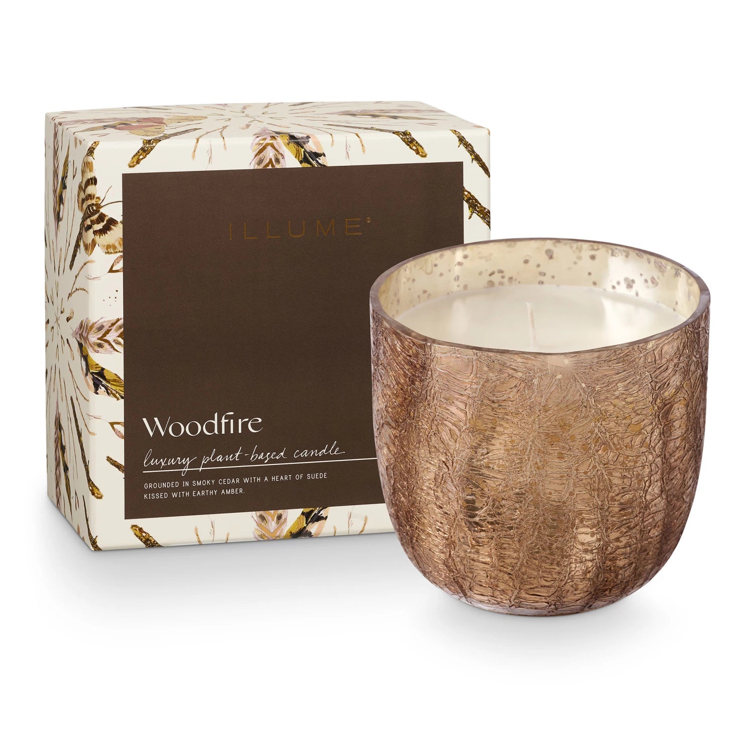 Woodfire LG Crackle Glass Candle