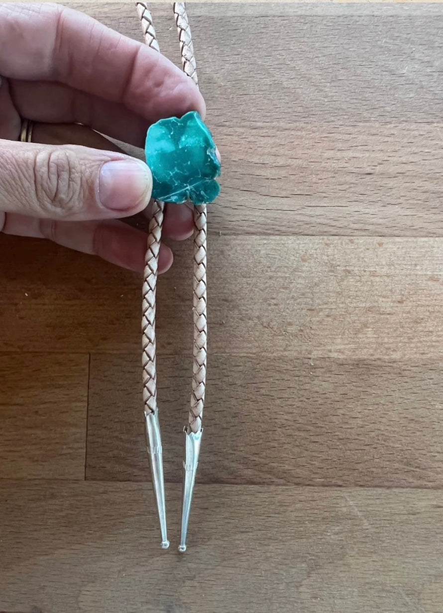 Raw Turquoise Bolo w/ Sterling Tips (Copy)
