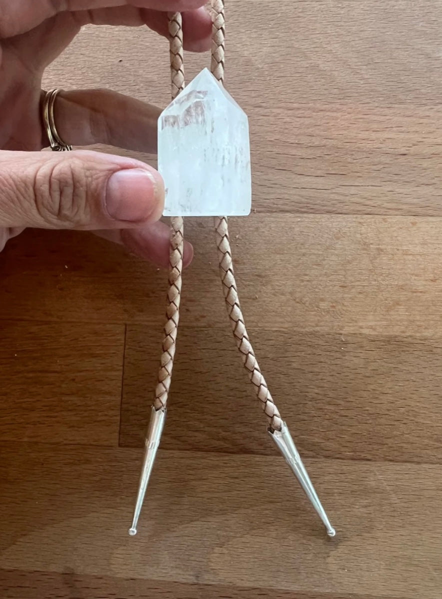 Clear Quartz Bolo w/ Sterling Tips