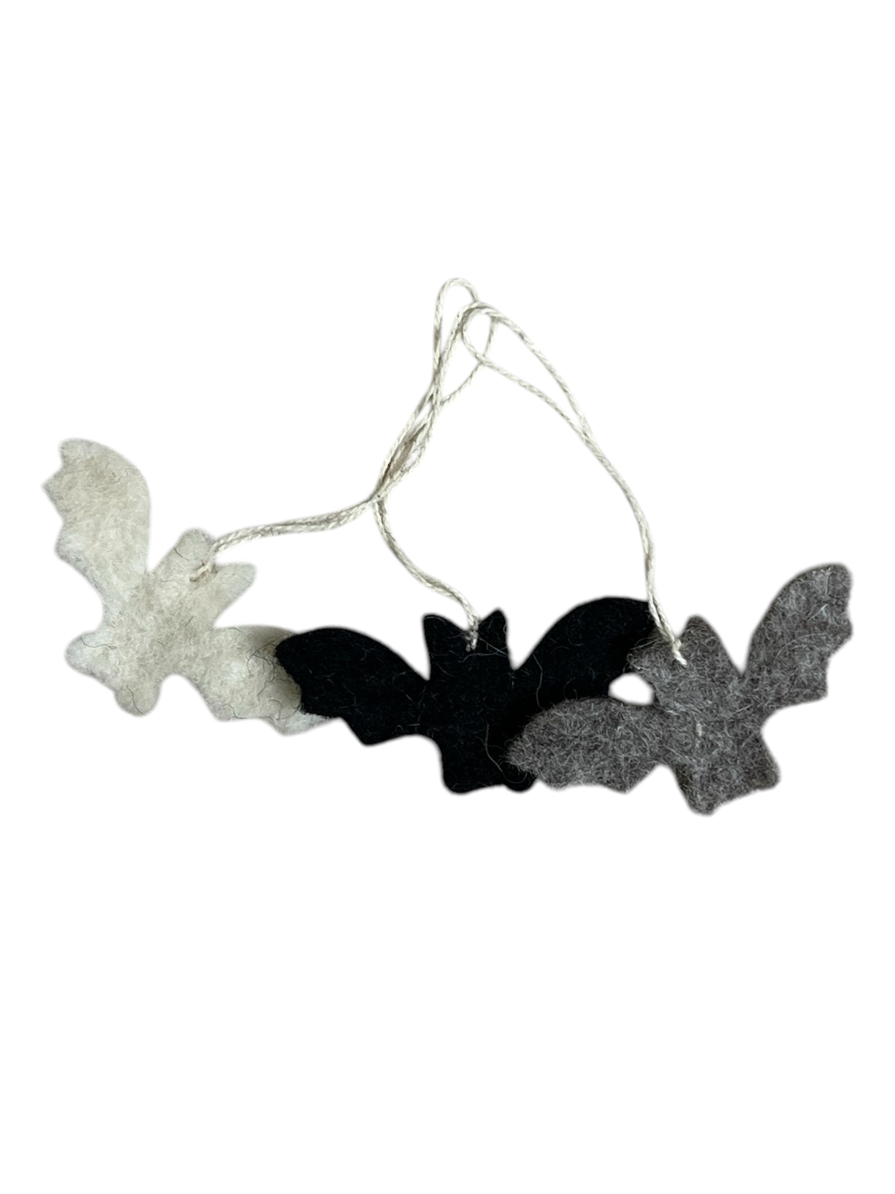 Felted Bat Ornaments S/3