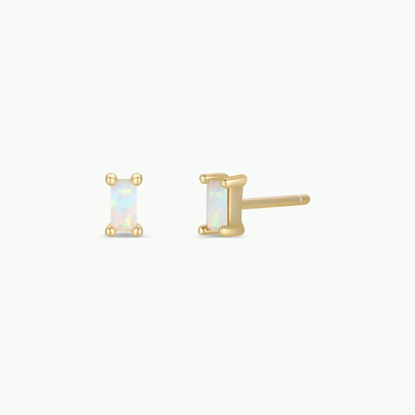 White Opal Baguette Earrings