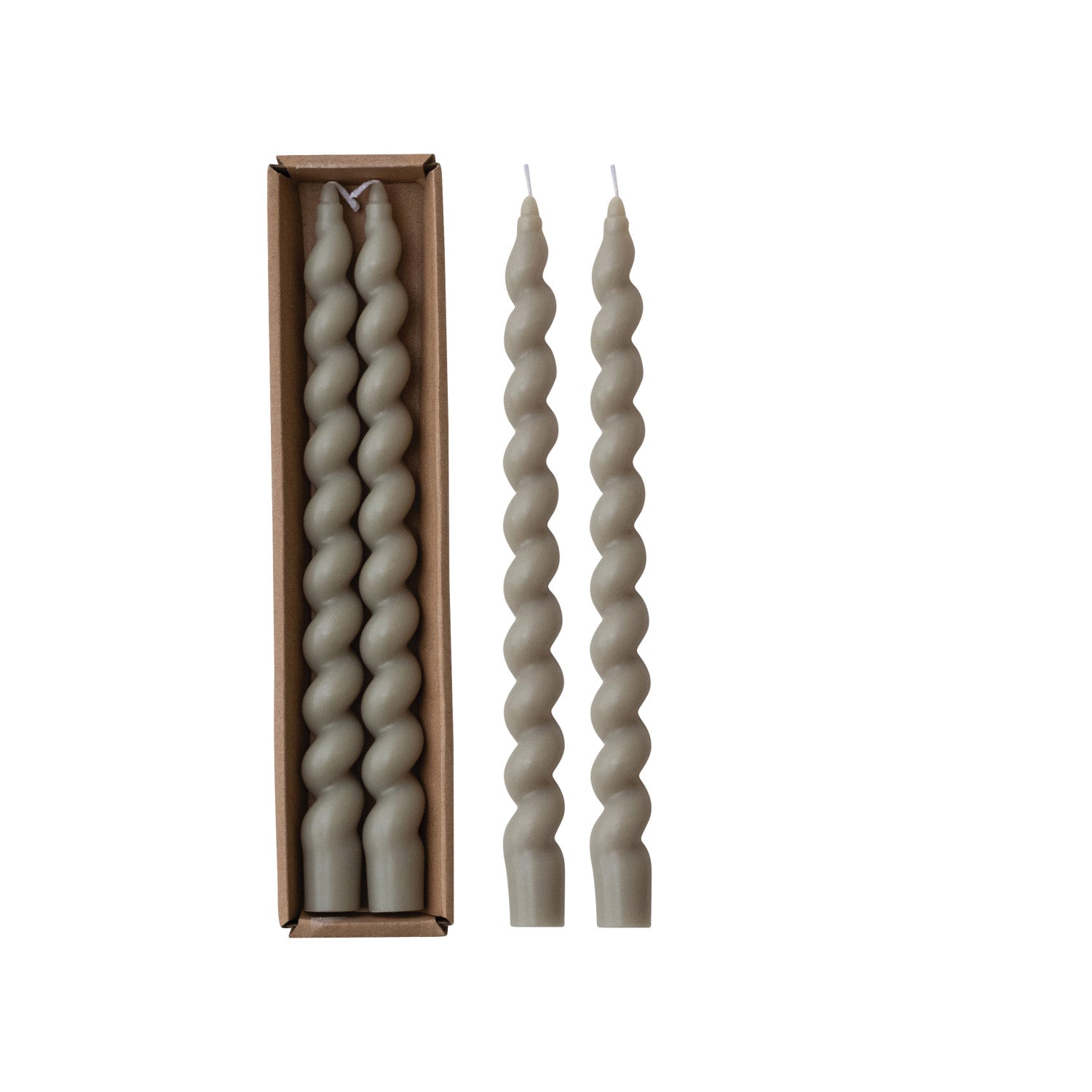 10" Twisted Taper Candles, Grey
