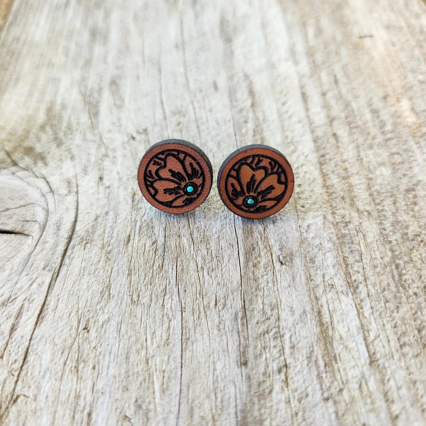 "Millie" Leather Stud Earrings