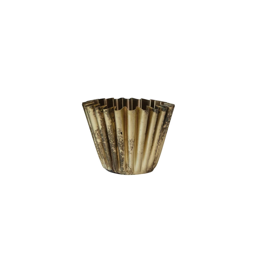 Fluted Brass Planter