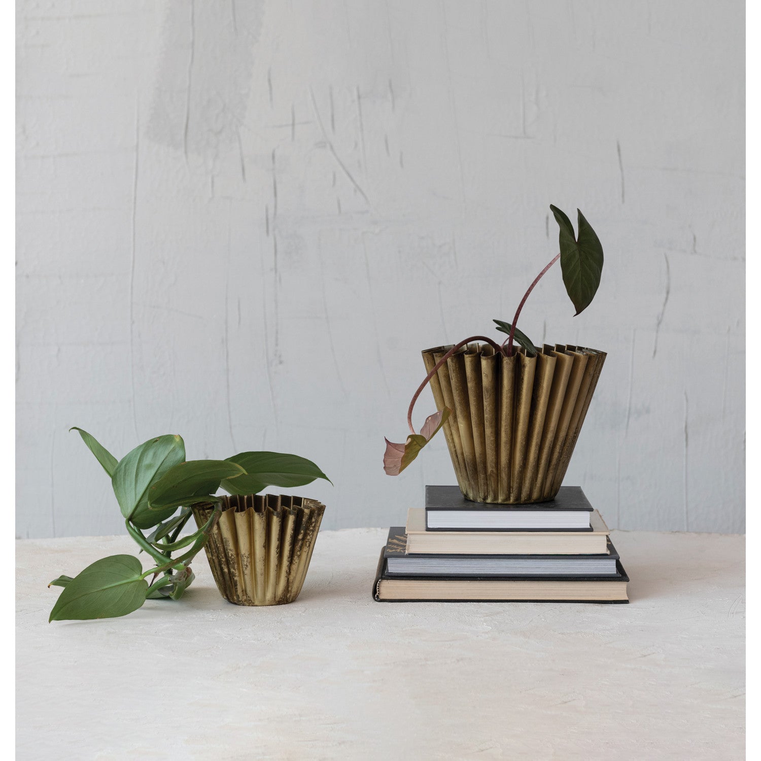 Fluted Brass Planter