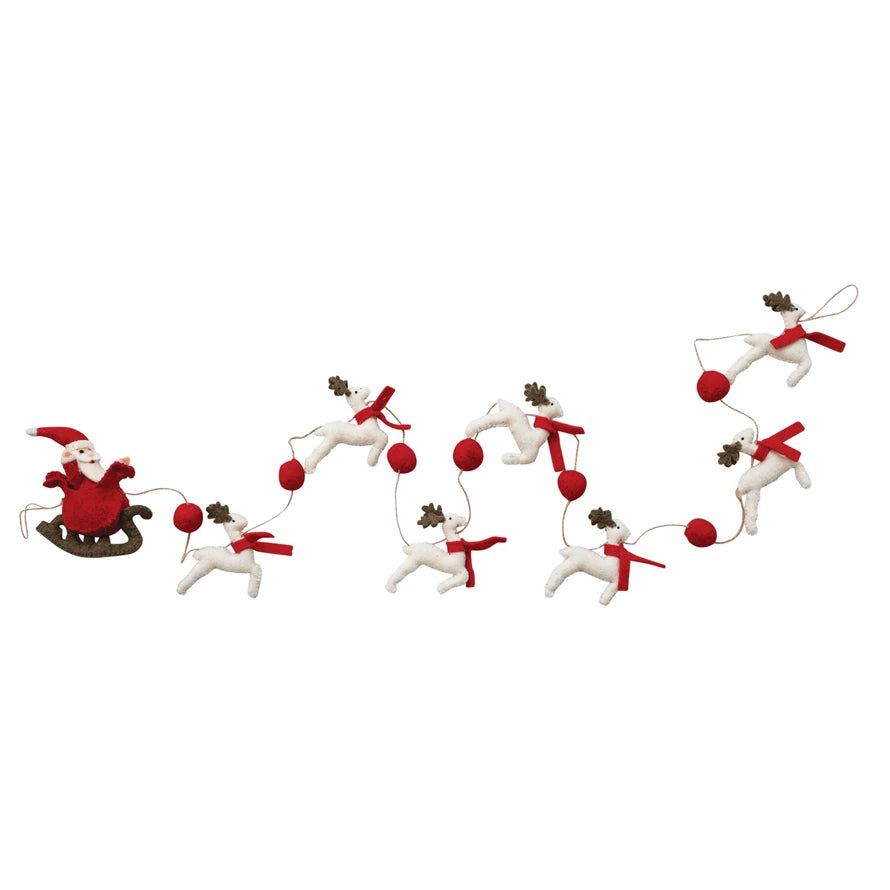 Santa Sleigh & Reindeer Garland