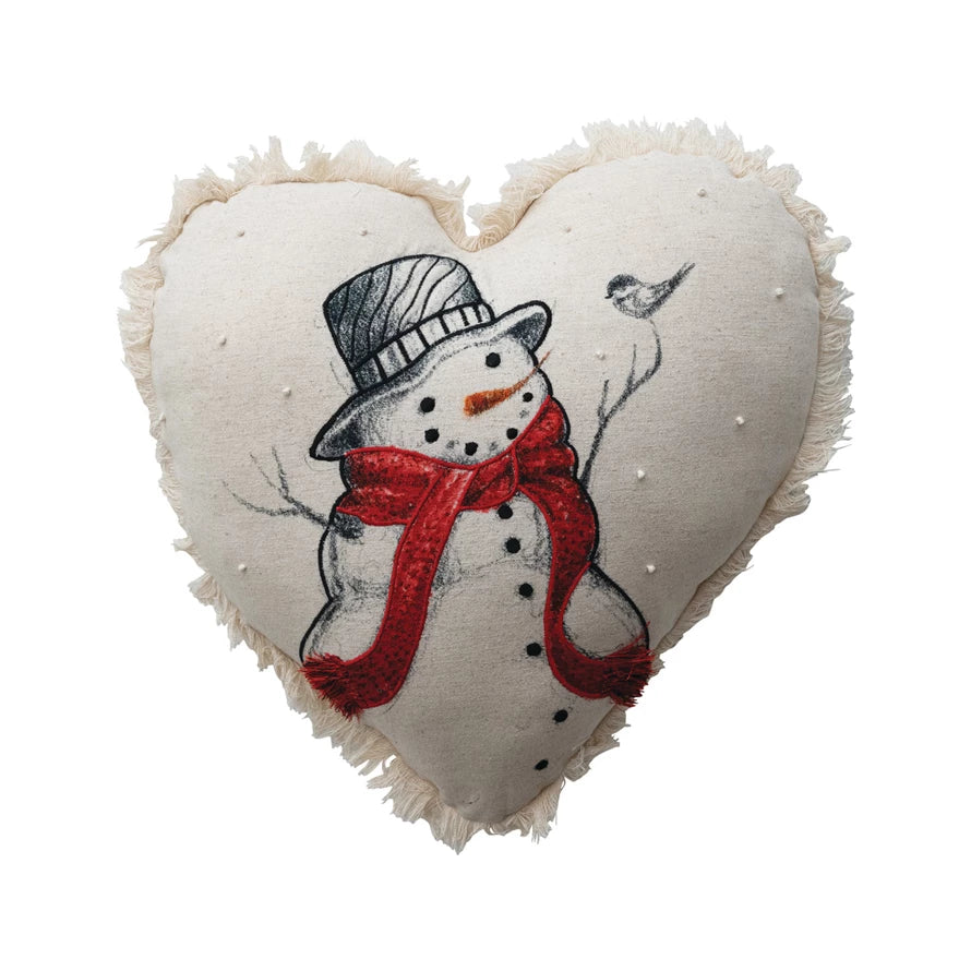 Snowman Heart Pillow