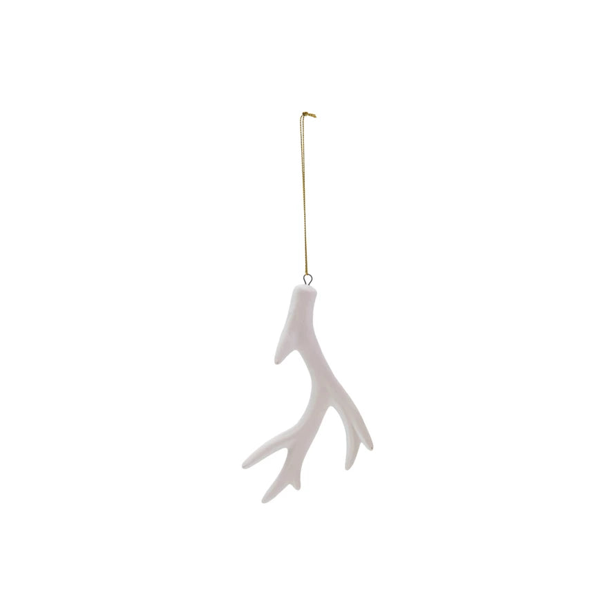 Deer Antler Ornament, White