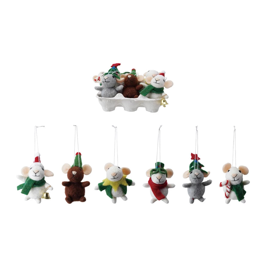 Mice in Egg Crate Ornament