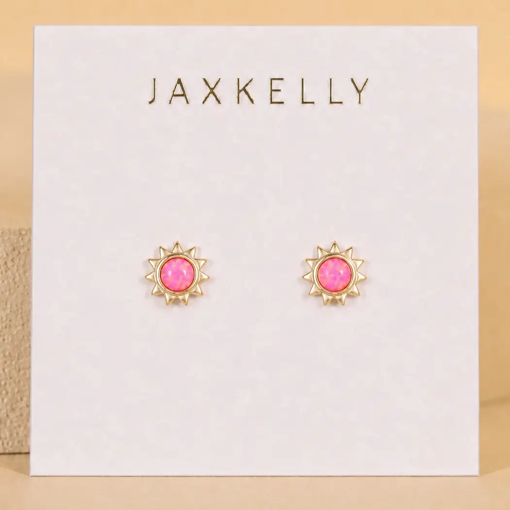 Pink Opal Sunburst Earring