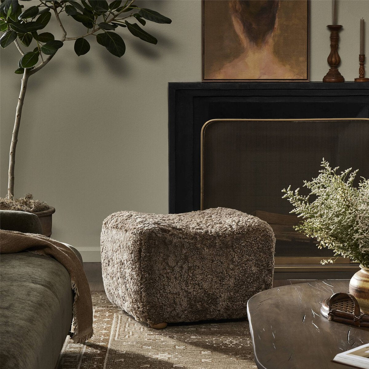 Newberry Shearling Ottoman