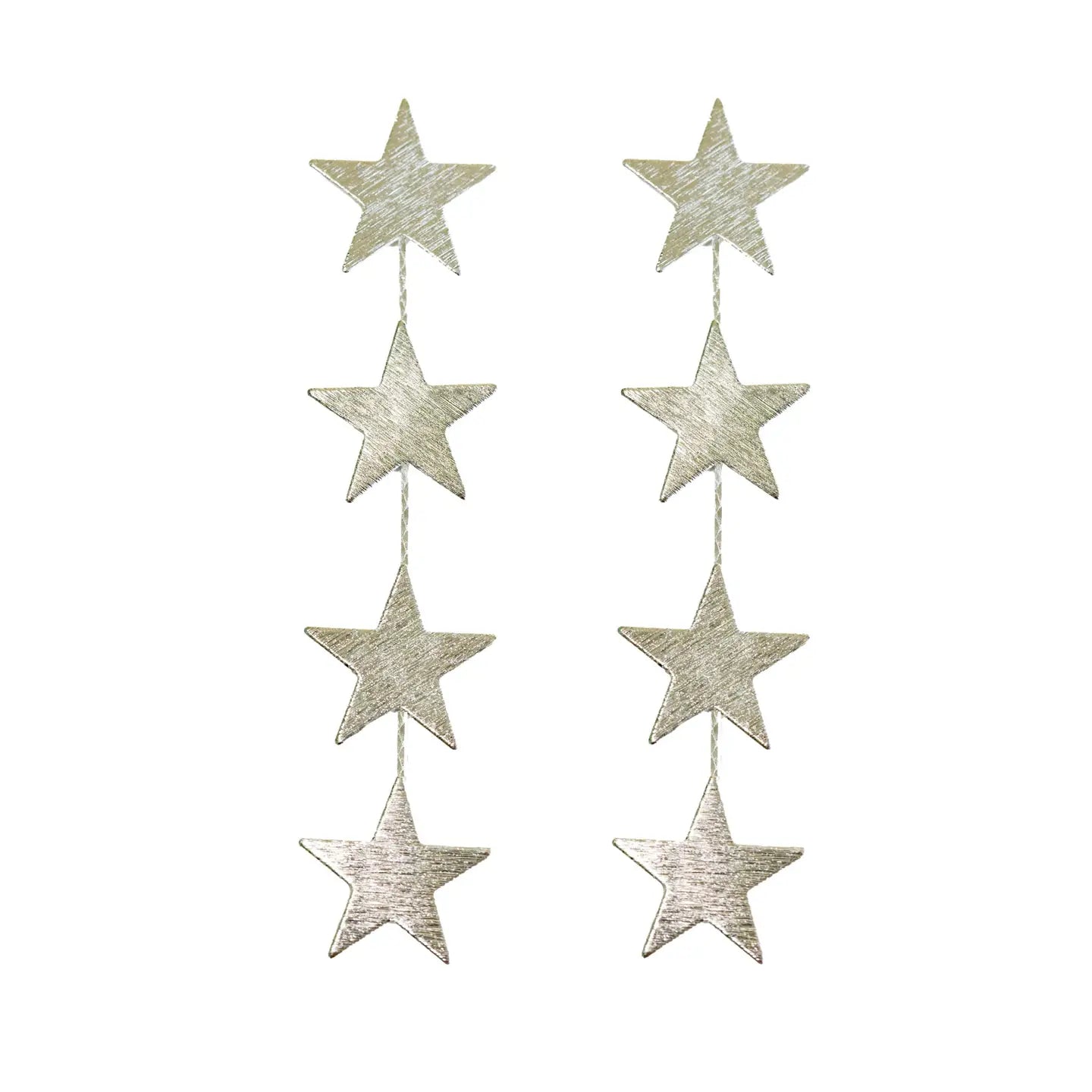 Silver Star Drop Earrings