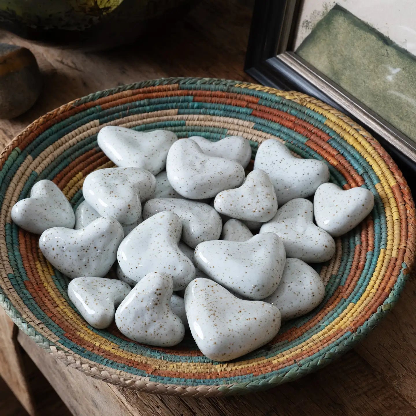 Mini Speckled Ceramic Hearts
