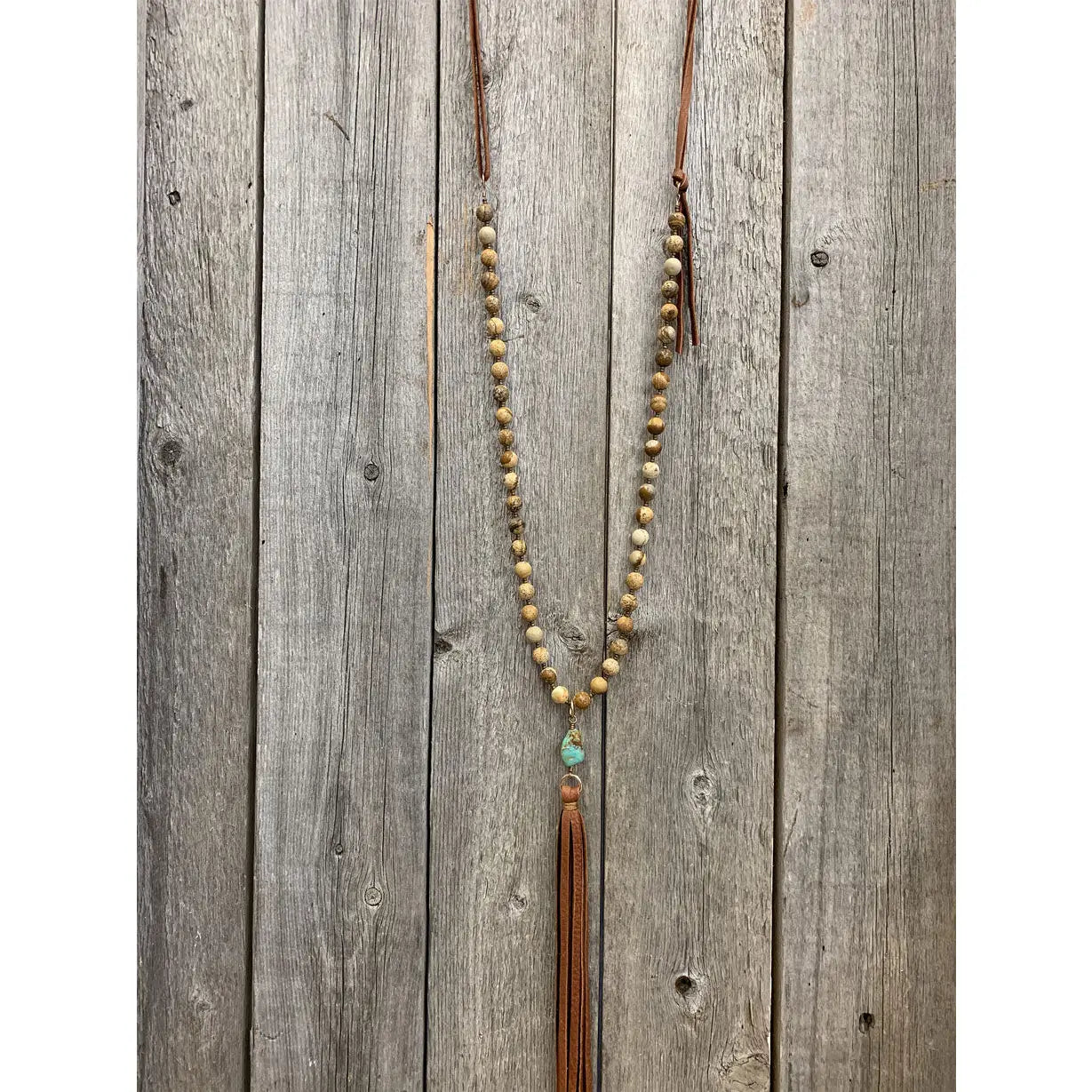 Picture Jasper &amp; Turquoise Tassel Necklace