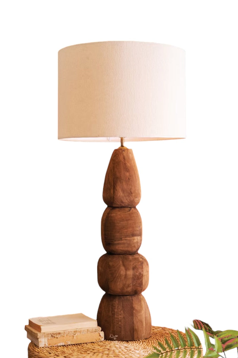 Carved Mango Wood Lamp