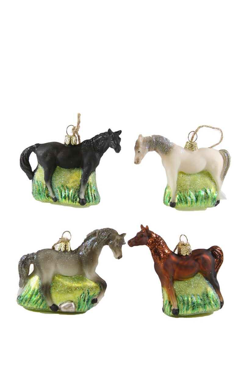XM Glass Horse Ornament