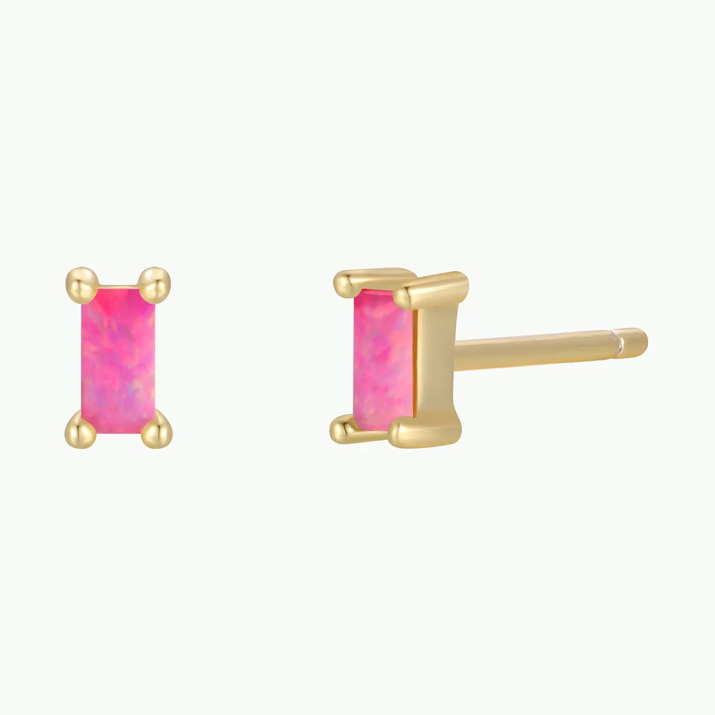 Pink Opal Baguette Earring
