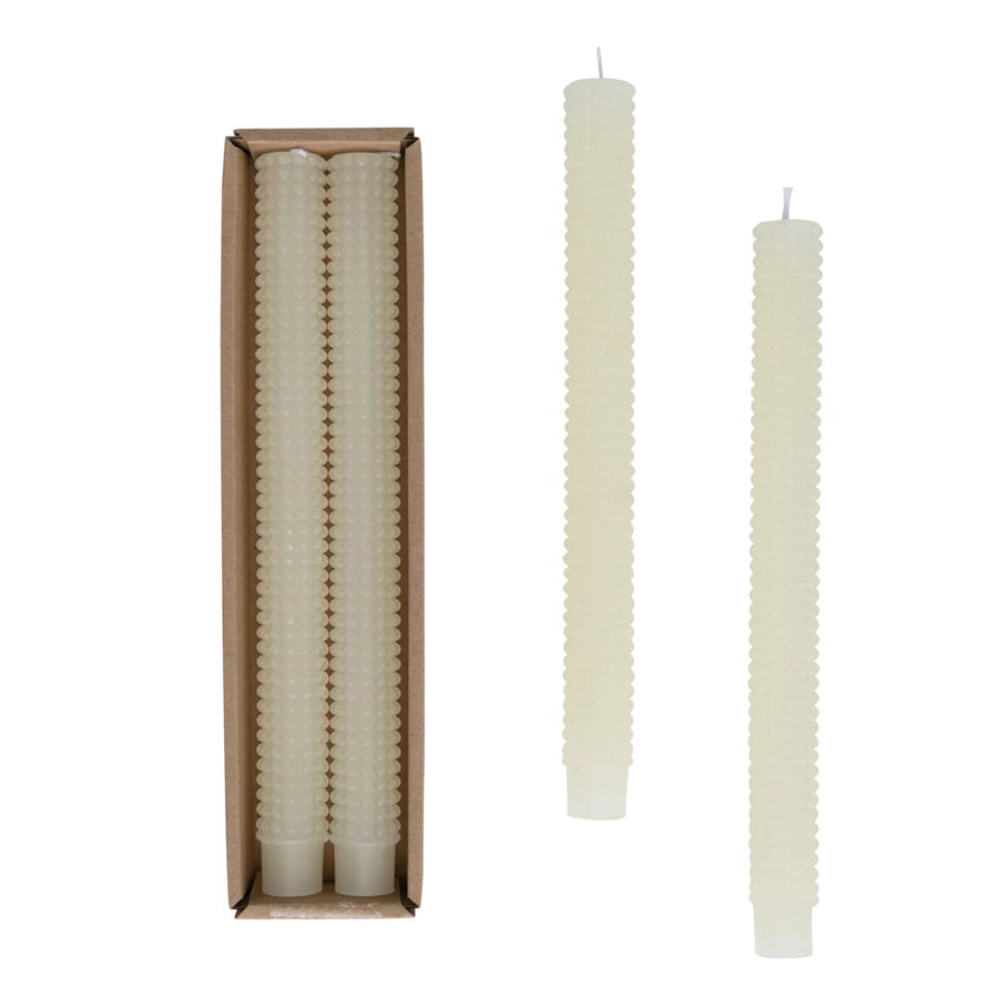 10&quot; Hobnail Taper Candle S/2