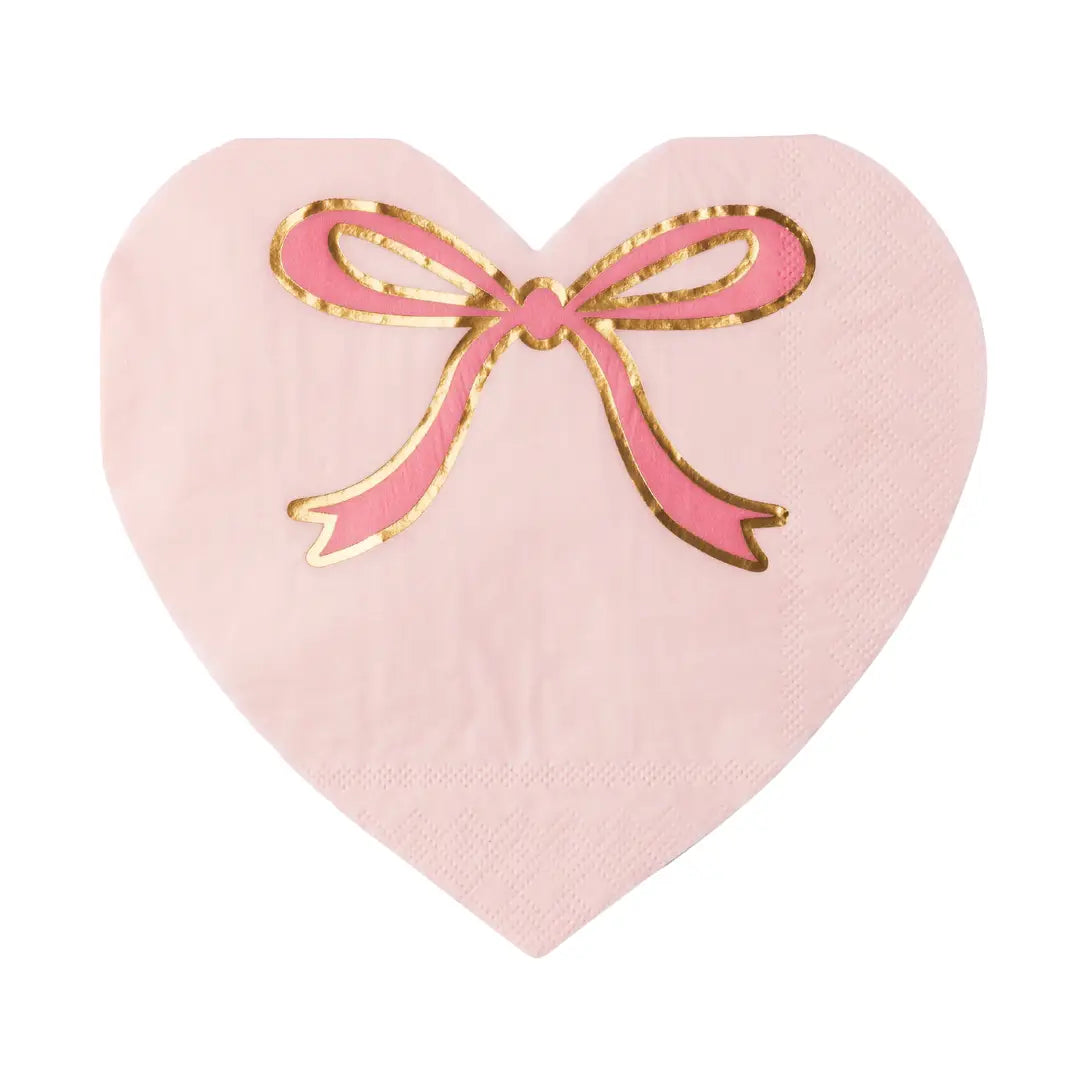 Pink Bow Heart Napkins