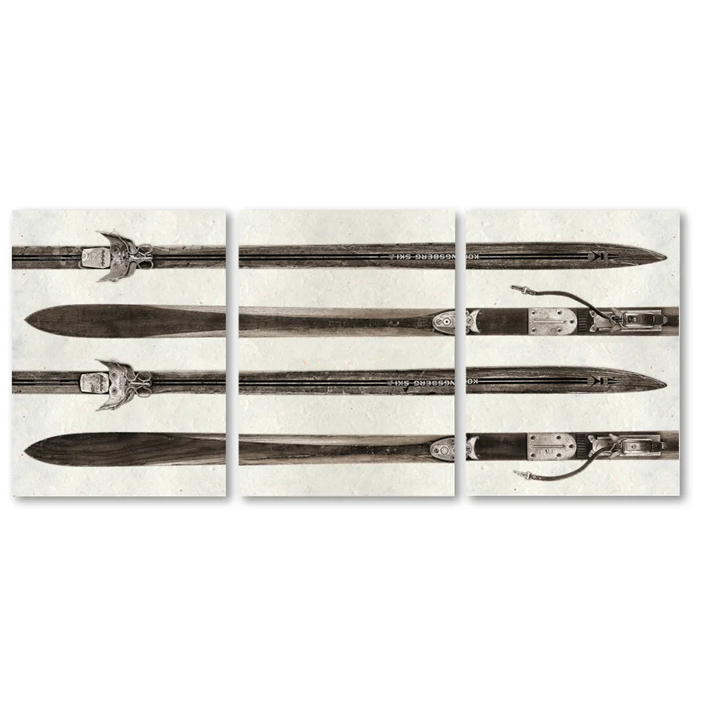 Four Skis Triptych Print