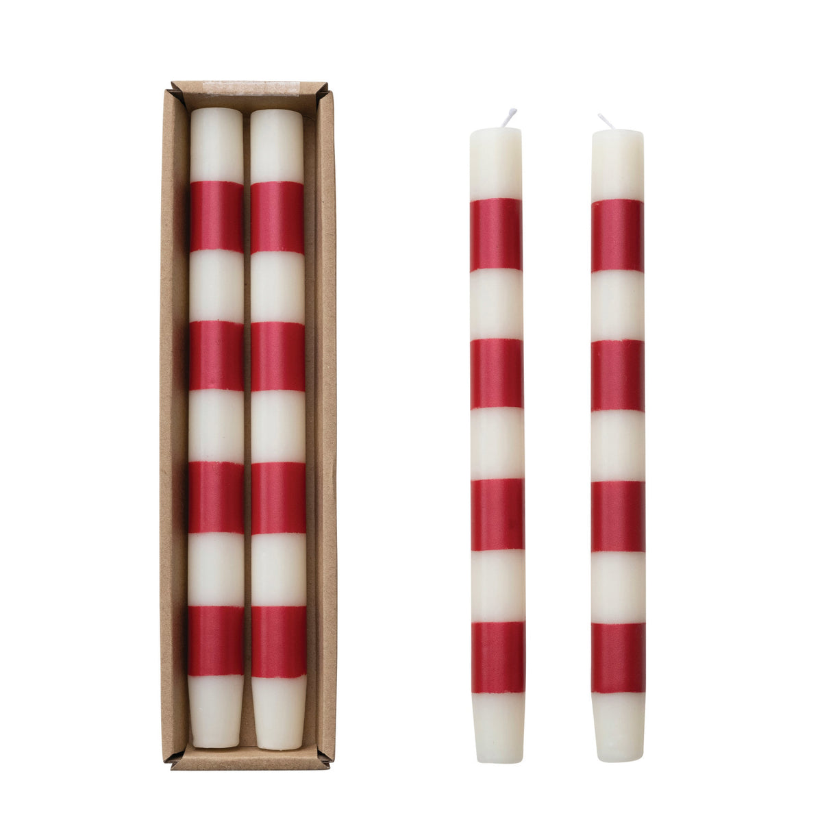 Striped Taper Candle, S2 Red