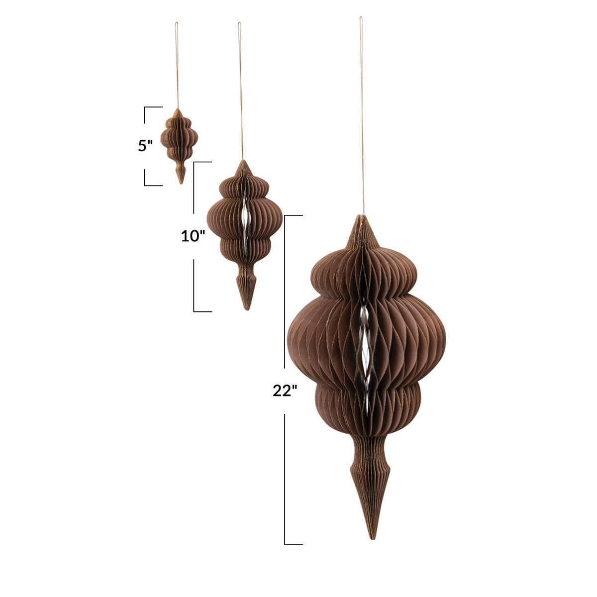 XM Paper Finial Ornaments, S3 Brown