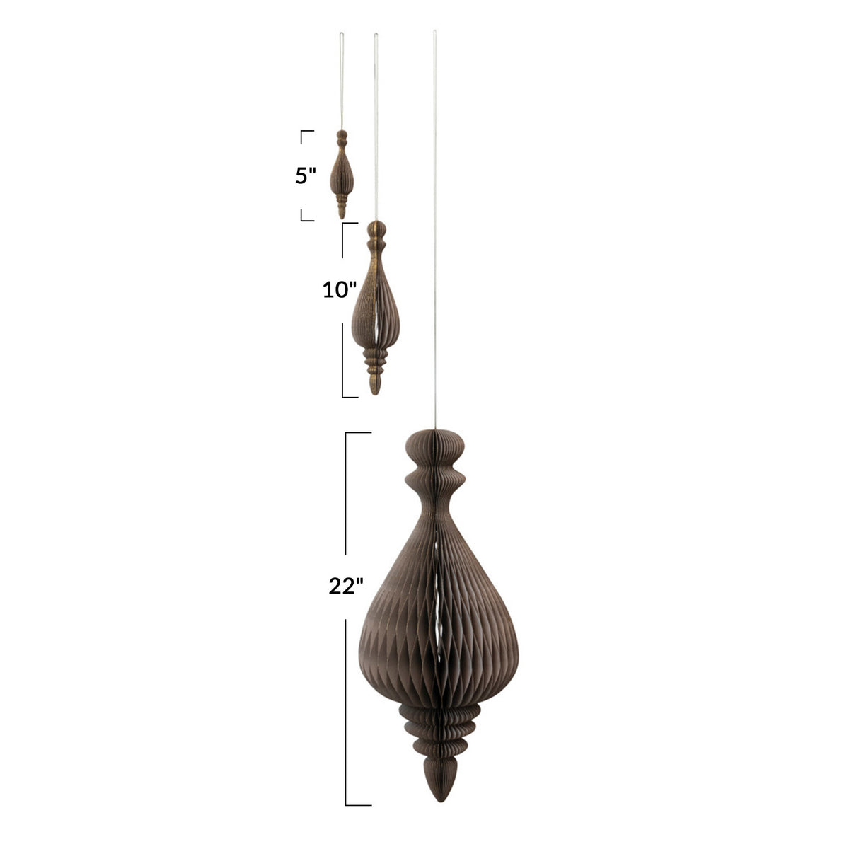 XM Paper Finial Ornaments, S3 Grey