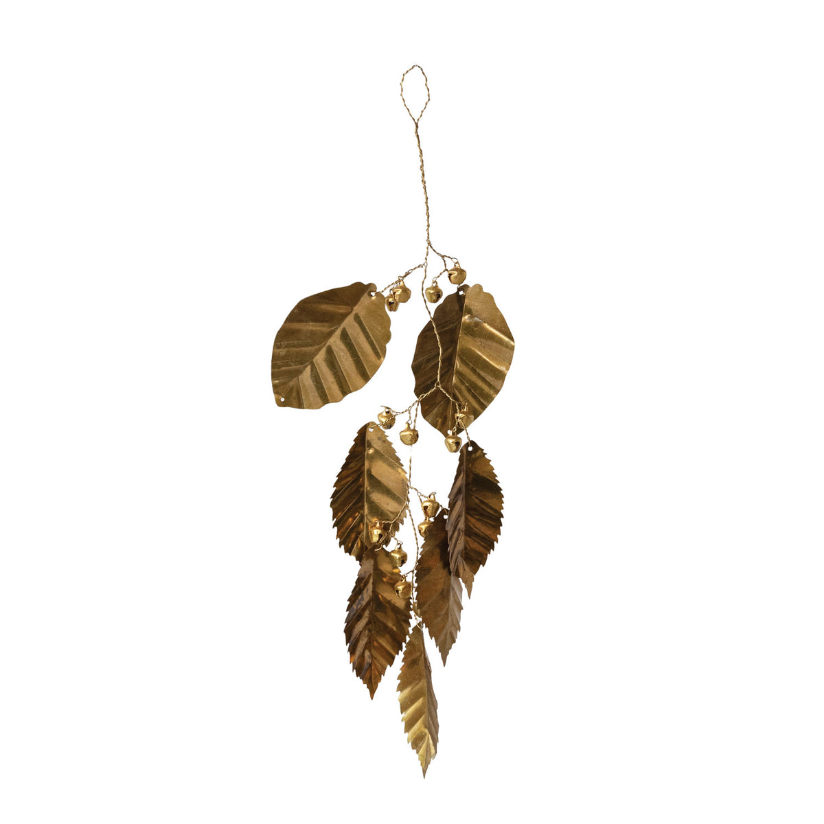 Metal Bell Hanging Leaves
