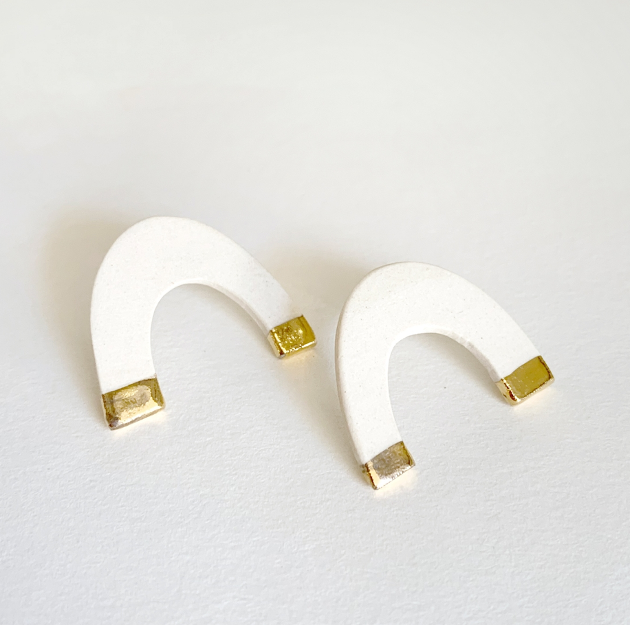 White Clay Stud Earrings