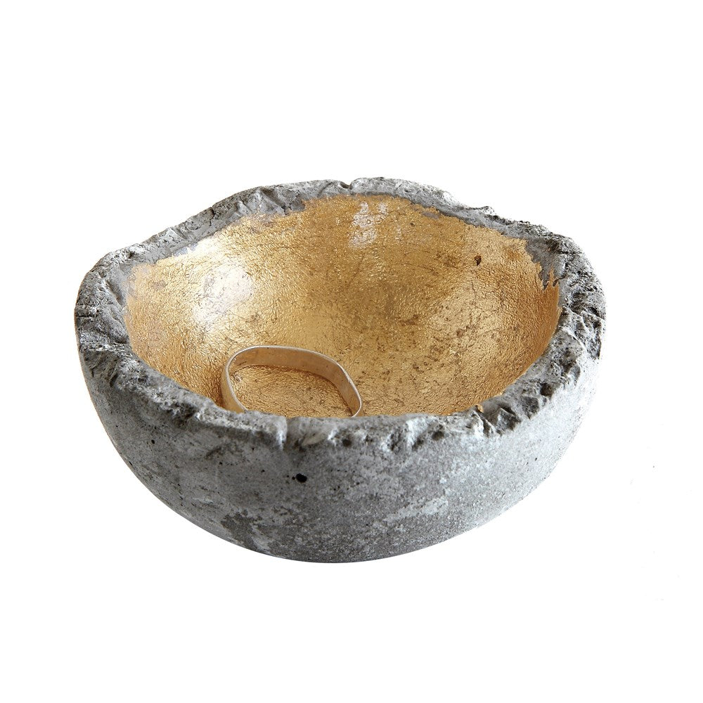 Small Cement Bowl w/Gold Detail