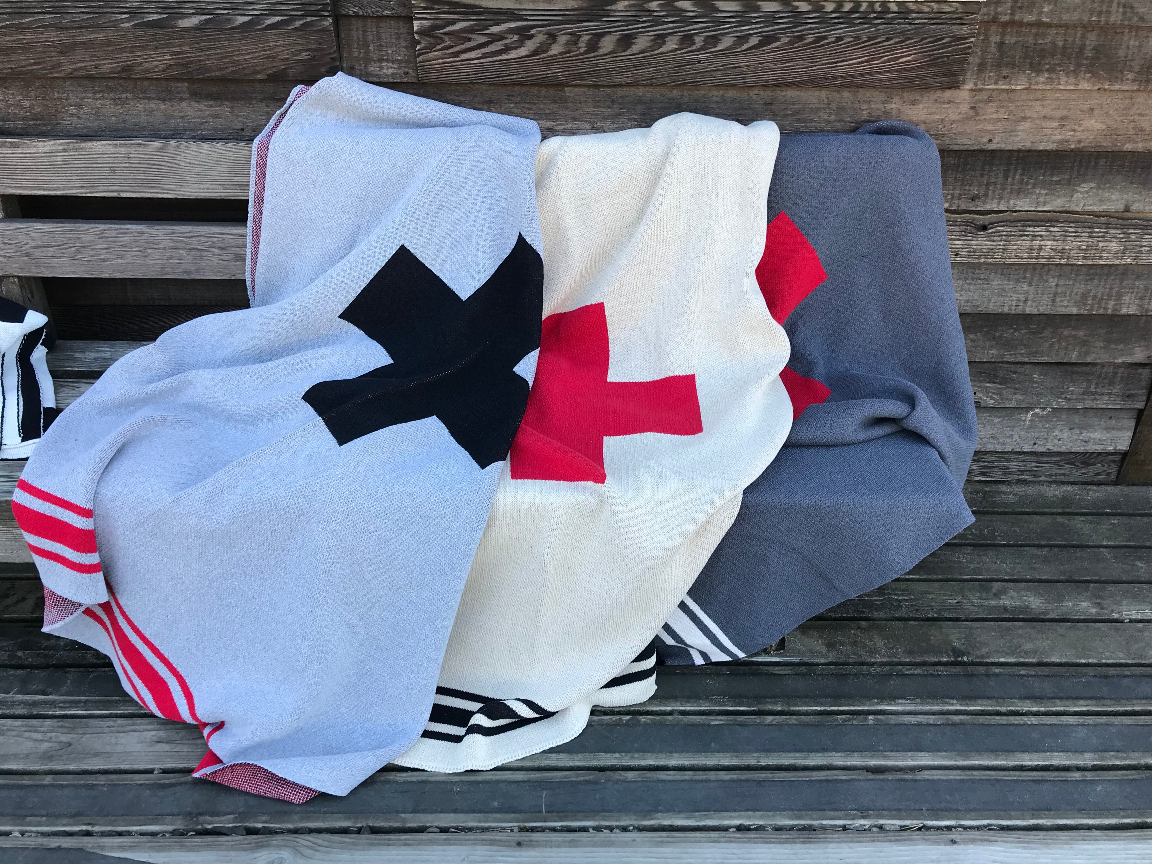 Swiss Cross with Stipes Blanket